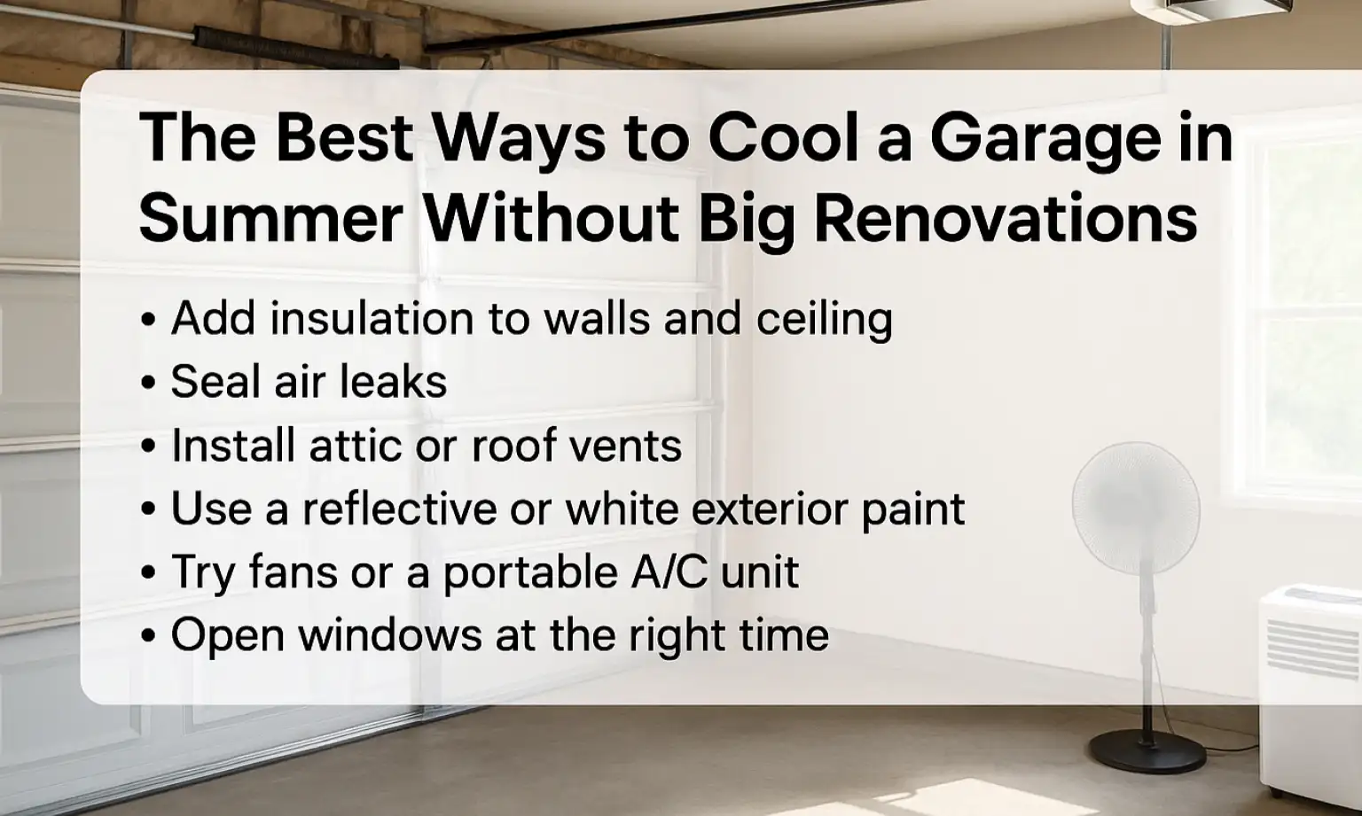The Best Ways to Cool a Garage in Summer Without Big Renovations