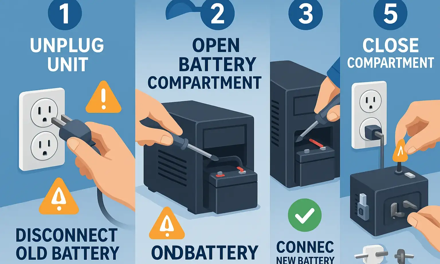Garage opener battery replacement steps from unplugging to install