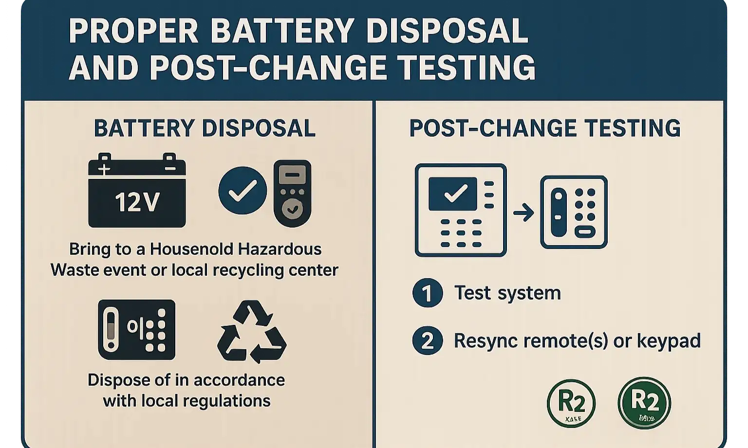 Battery recycling and safe disposal guide for garage door systems