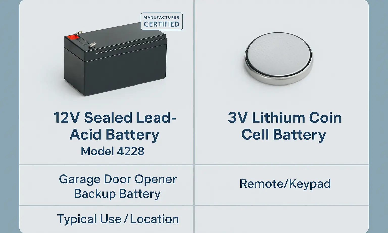 Remote battery vs. garage opener backup battery comparison