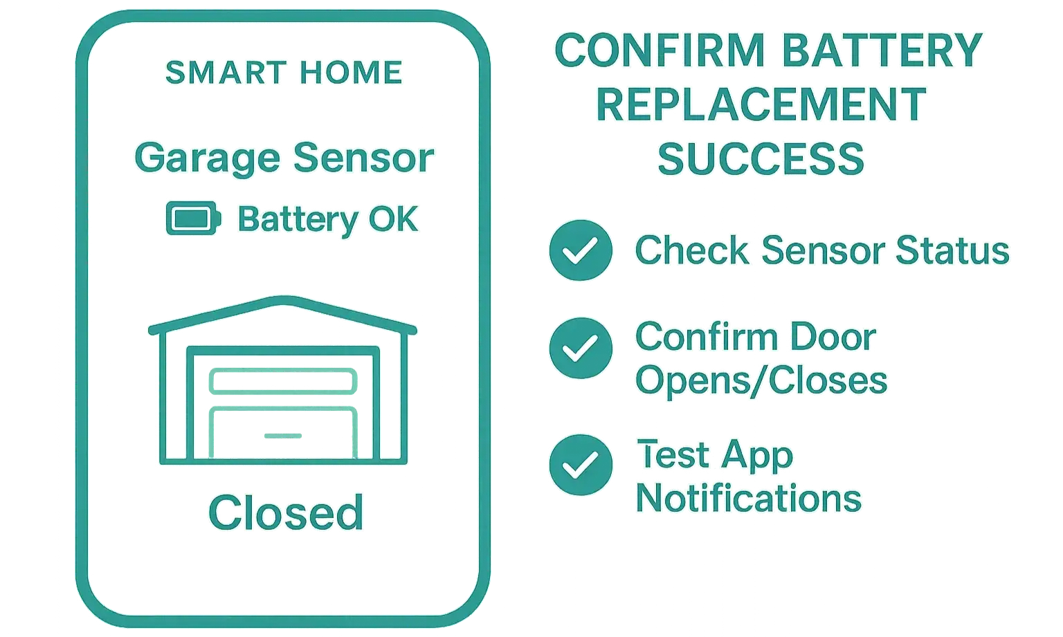 Checklist and app guide to confirm sensor battery replacement success