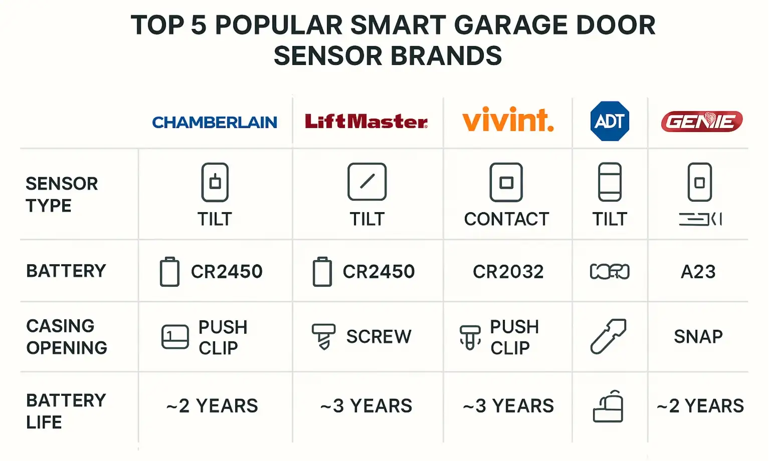 Compare smart garage sensors by battery type and design quickly