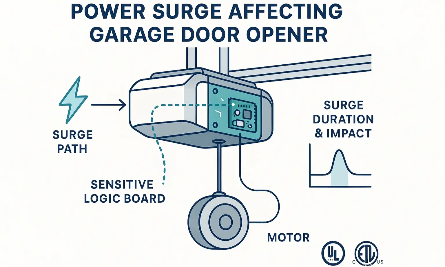 Annotated diagram of a garage opener logic board components