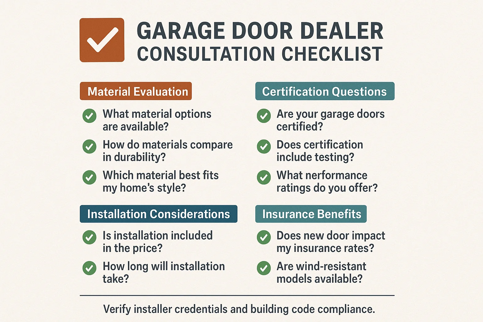 Choosing a Hurricane-Rated Garage Door Checklist