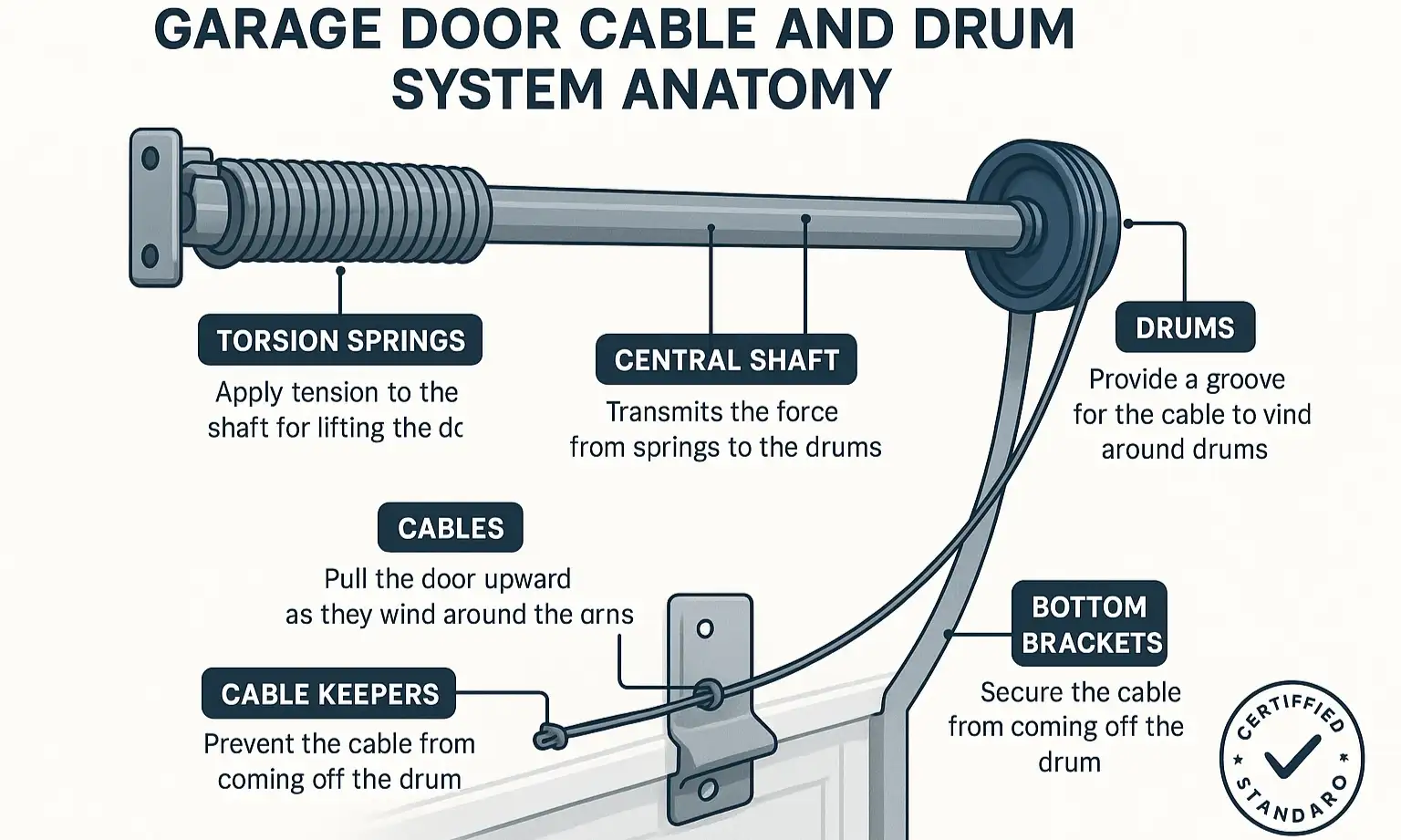 Visual diagnostic flowchart simplifying root cause identification of uneven cable winding helps homeowners and technicians evaluate problems effectively and safely.