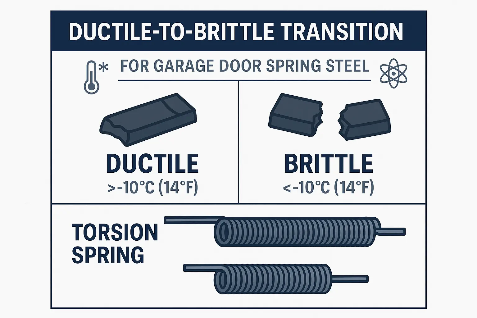 A close-up of a garage door torsion spring, showing the tightly wound coils under tension.