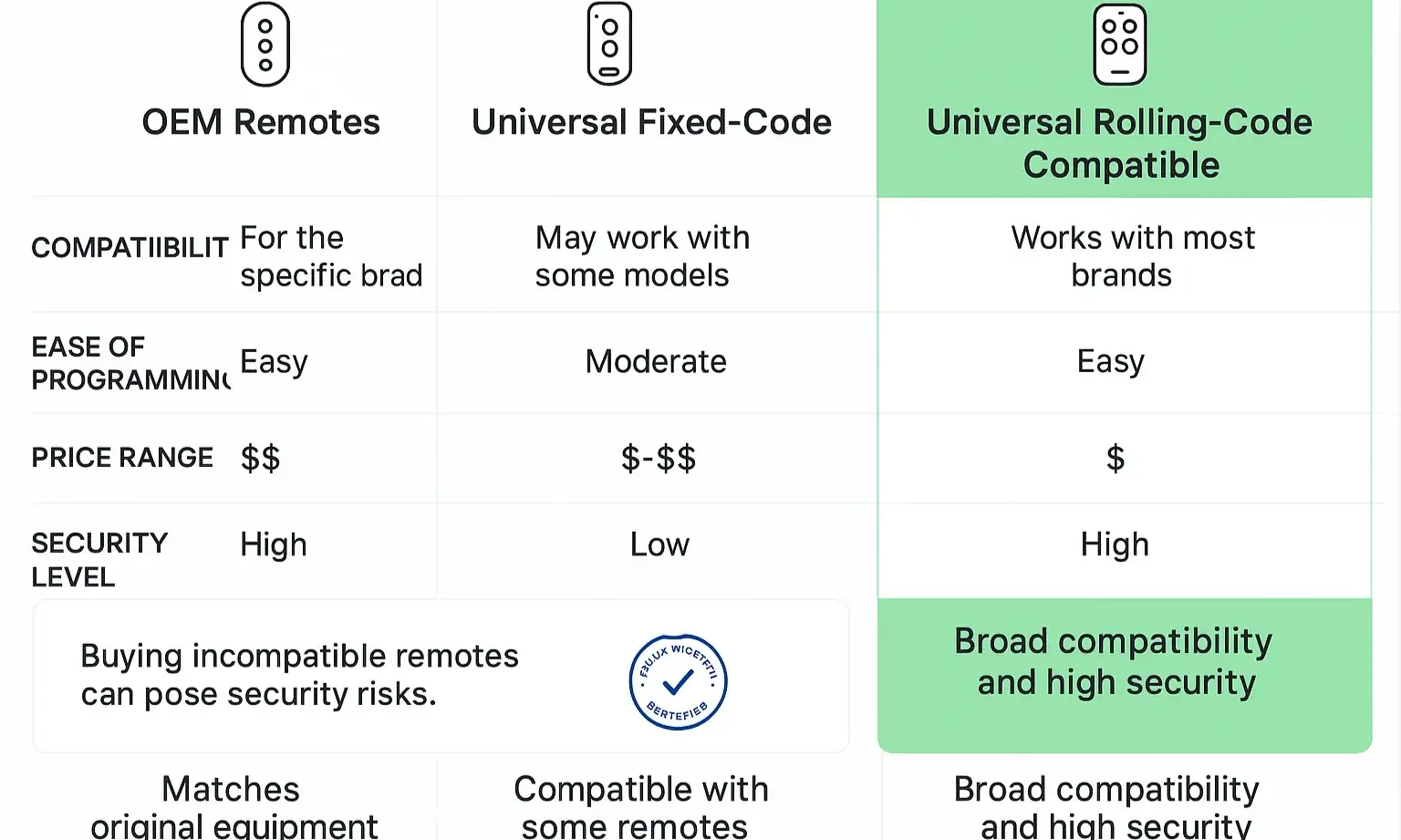 Garage Door Remote Comparison for Homes and Businesses