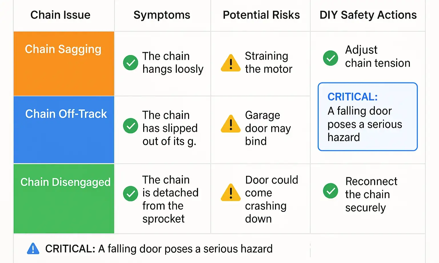 Visual Guide to Garage Door Chain Tension Issues