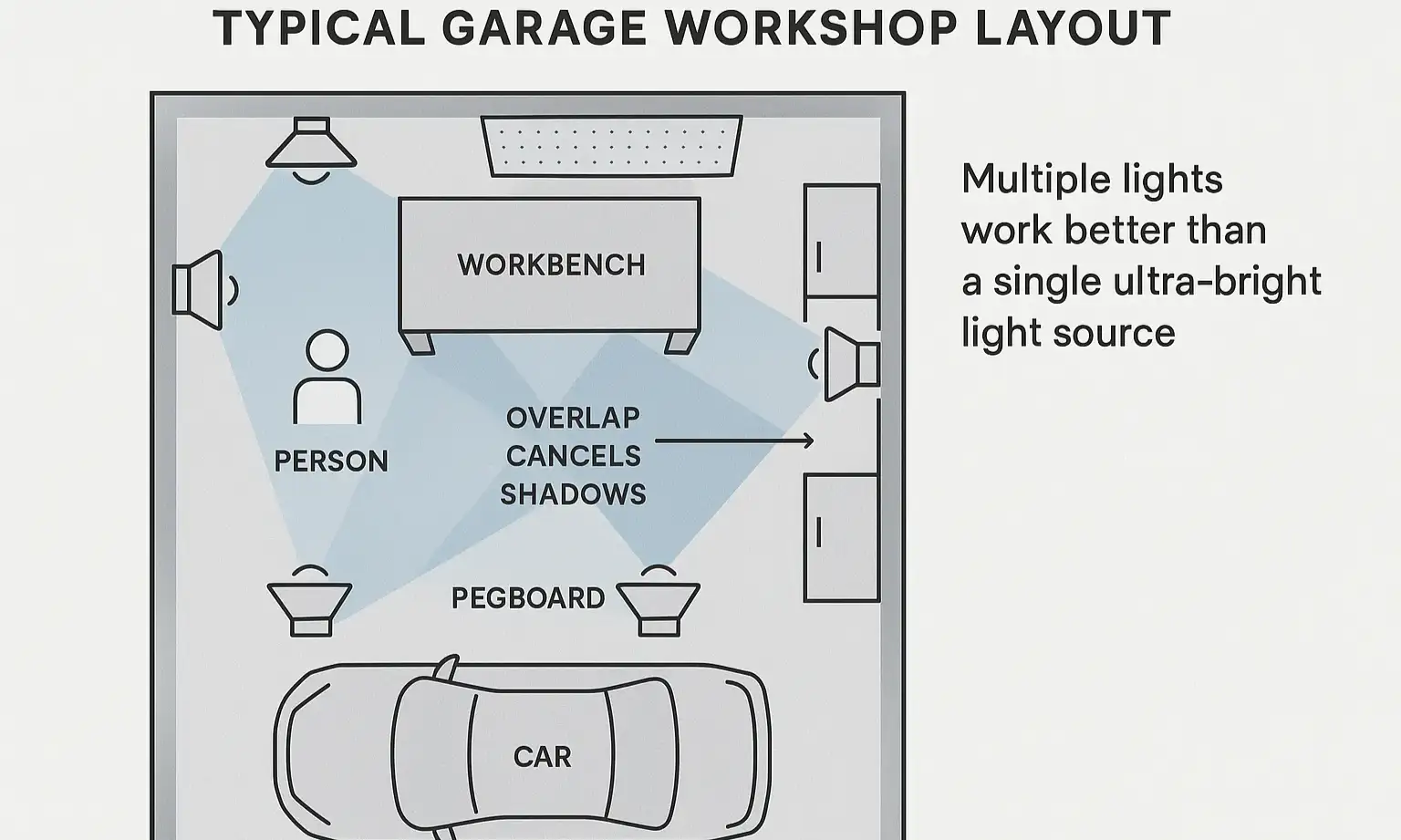 Garage Lighting: Fix Workbench Shadows with Two Lights