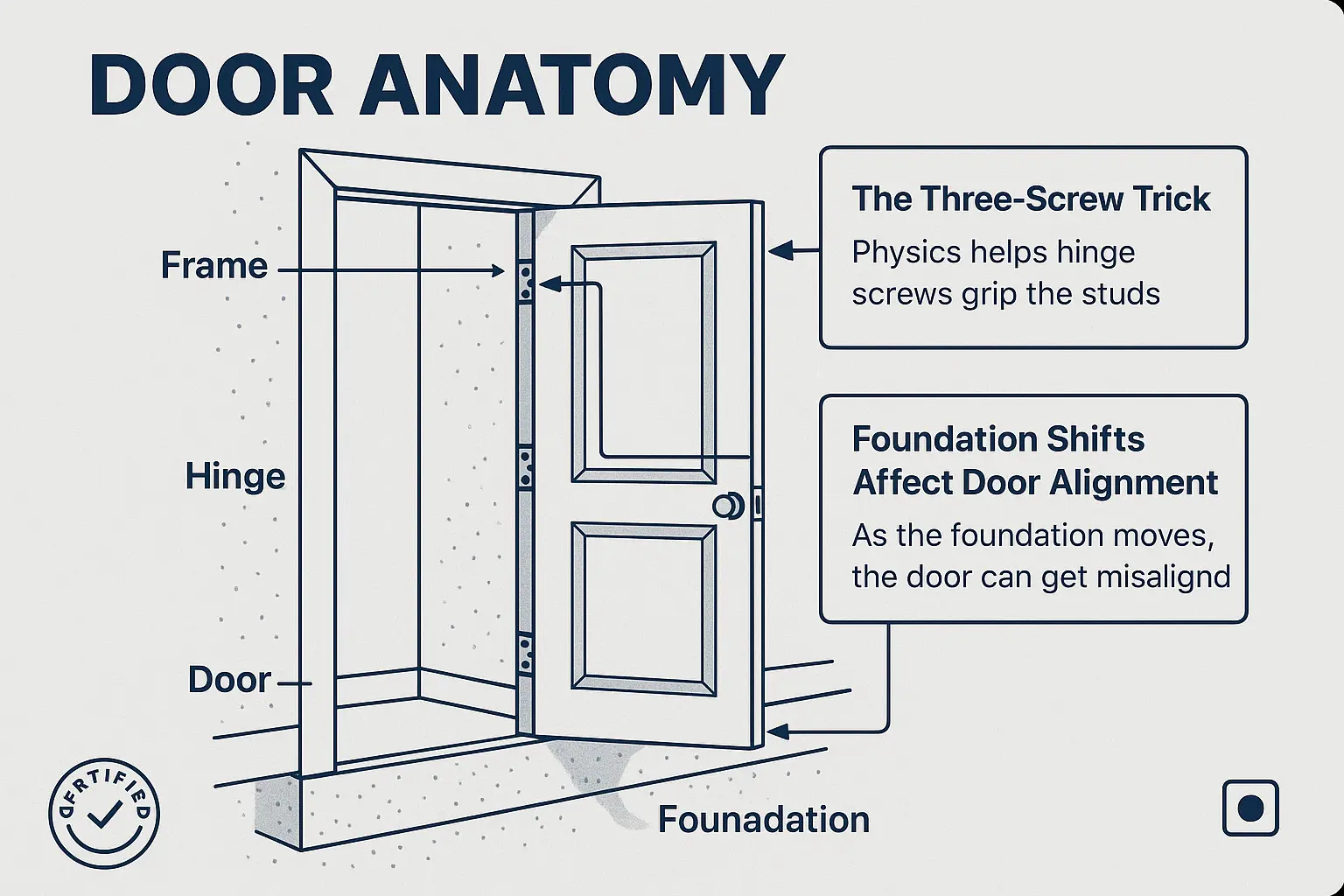 Compare common sagging door symptoms side-by-side to quickly pinpoint likely causes before repair begins.