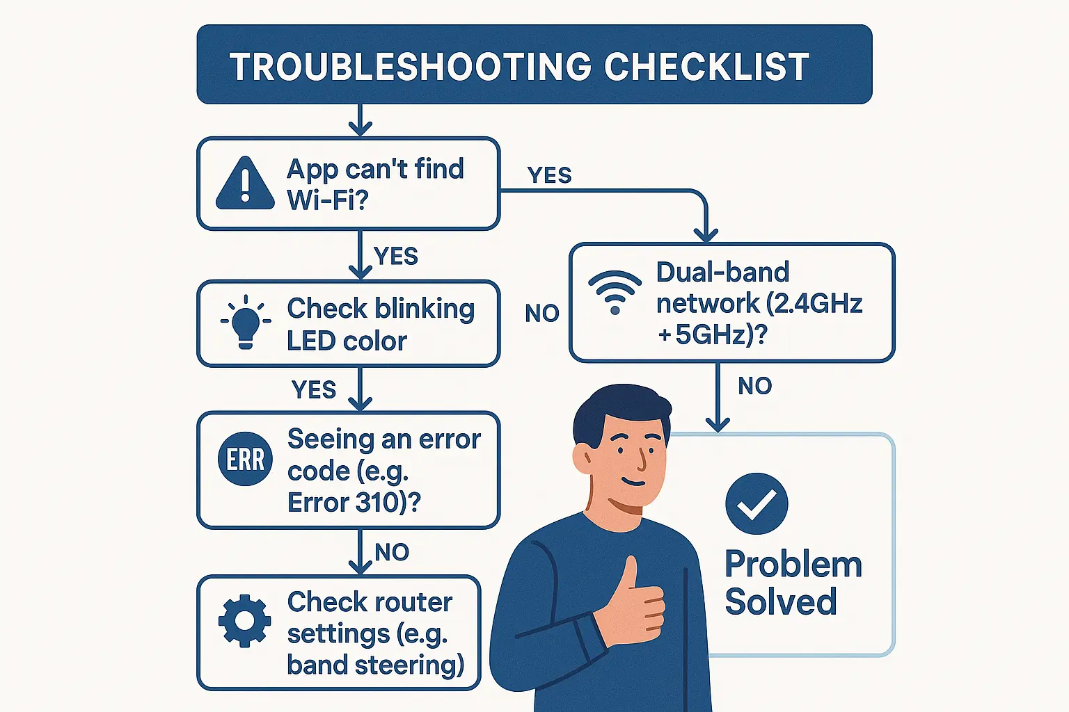 A step-by-step troubleshooting flowchart to resolve common Wi-Fi reconnection problems, helping you overcome hurdles and reconnect with confidence.