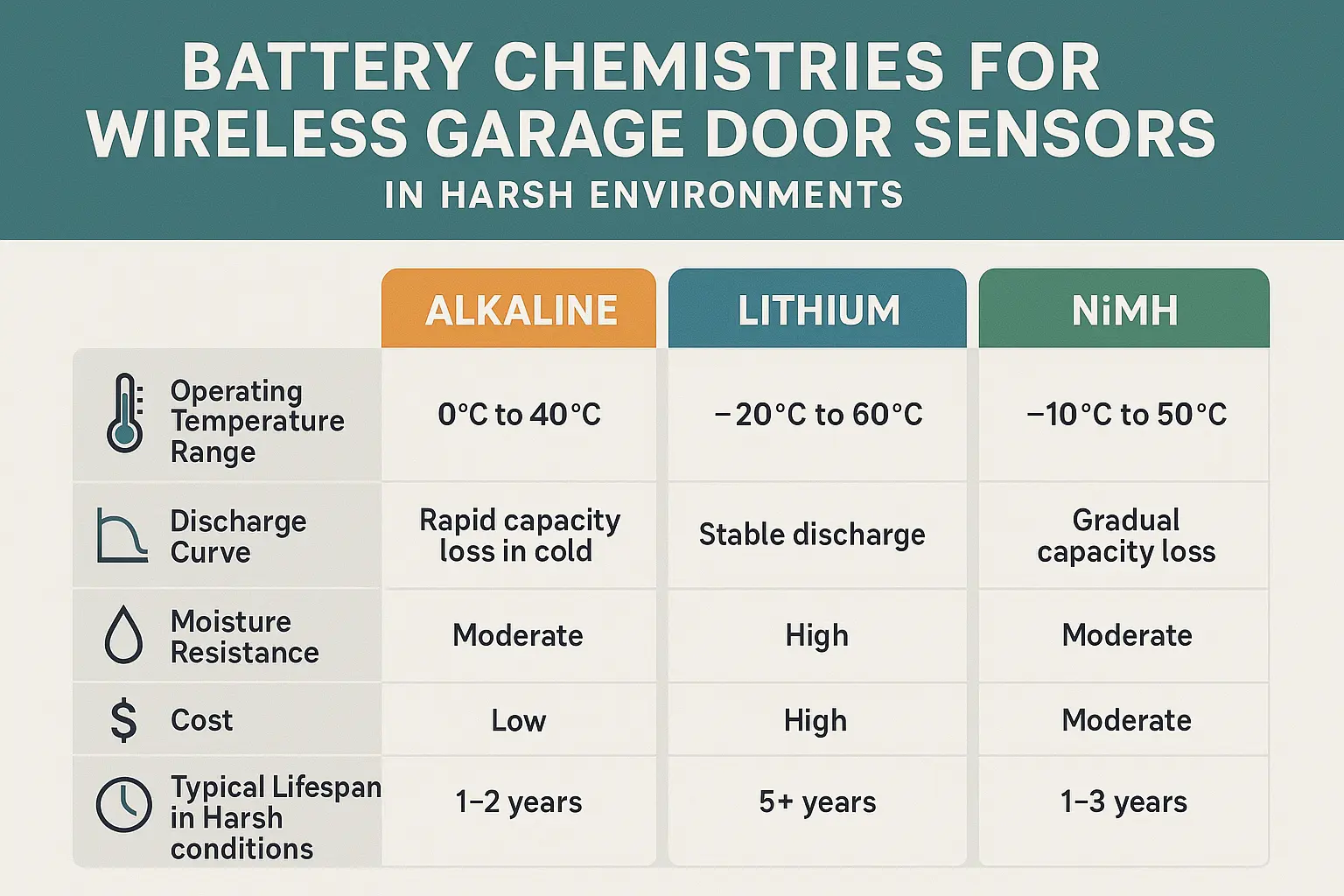 Compare battery types side-by-side to select the optimal chemistry that stands up to your garage’s environmental challenges.