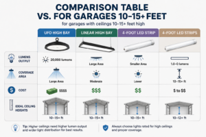 Understanding how light diminishes over height is the key to selecting the right LED fixture and lumen output for your garage’s unique high ceiling.