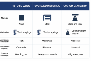 Materials for historical-style garage doors