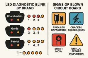 Opener LED Blink Codes and Physical Board Failure