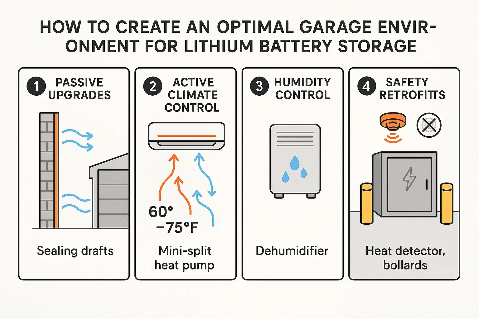 This visual blueprint anchors the crucial NFPA 855 residential guidelines: keep 3-foot clearances around your lithium battery units, limit capacity to 80 kWh in garages, and mount batteries on fire-resistant surfaces to ensure safety and code compliance.