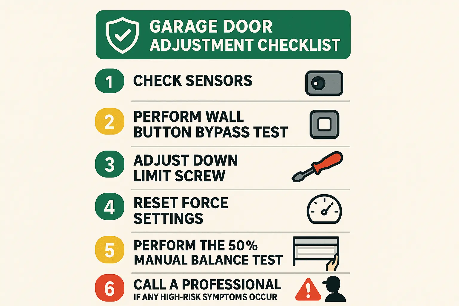 This infographic anchors key safety and adjustment steps in memory, guiding users to confidently perform basic troubleshooting while knowing when professional help is essential.