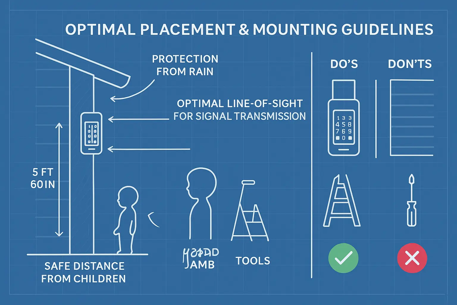 This mounting blueprint guides homeowners through best practices for physically installing their garage keypad for optimal performance, safety, and durability.