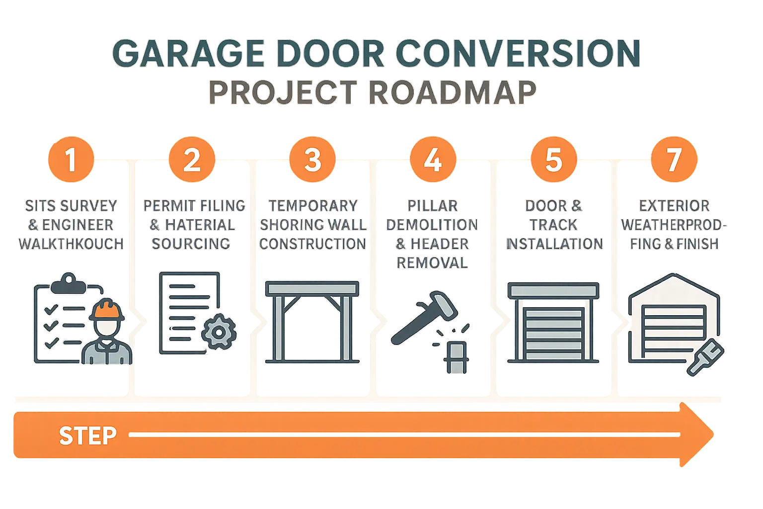 This comparison infographic helps homeowners remember the key differences between maintaining two garage doors versus converting to one double door to support better evaluation and decision-making.