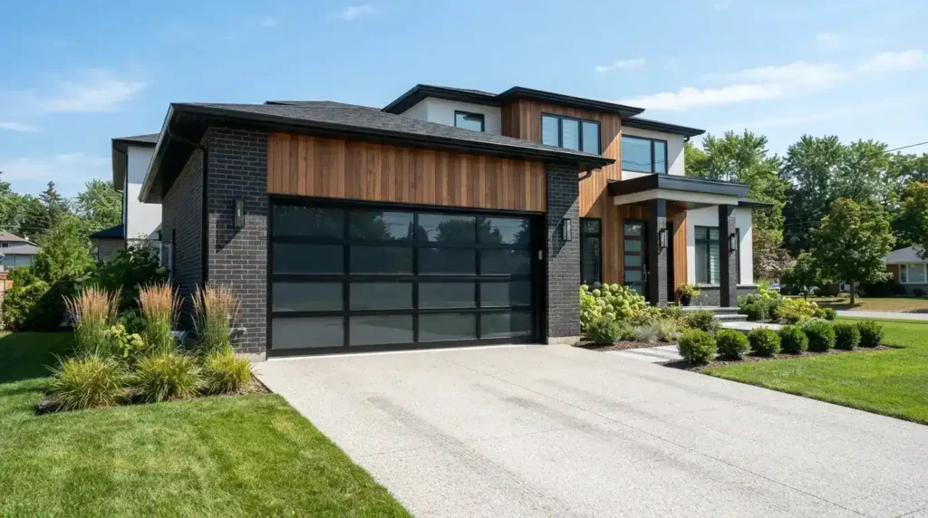 Modern garage door installed