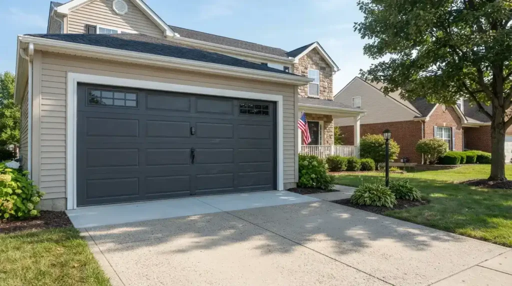 Repaired garage door closed