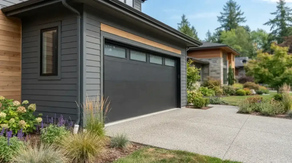 Side view of garage door