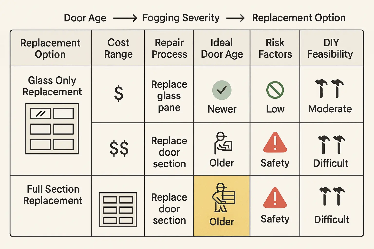 Watch out for these 'Technical Traps' when repairing fogged garage door windows: avoid aesthetic mismatches, multiple failure costs, brittle frame breakage, and dangerous spring imbalances.