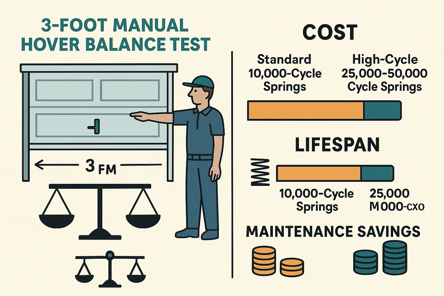 Remember the key safety hover test and smart consumer choices: this infographic anchors understanding of spring balance testing and long-term value between spring options.
